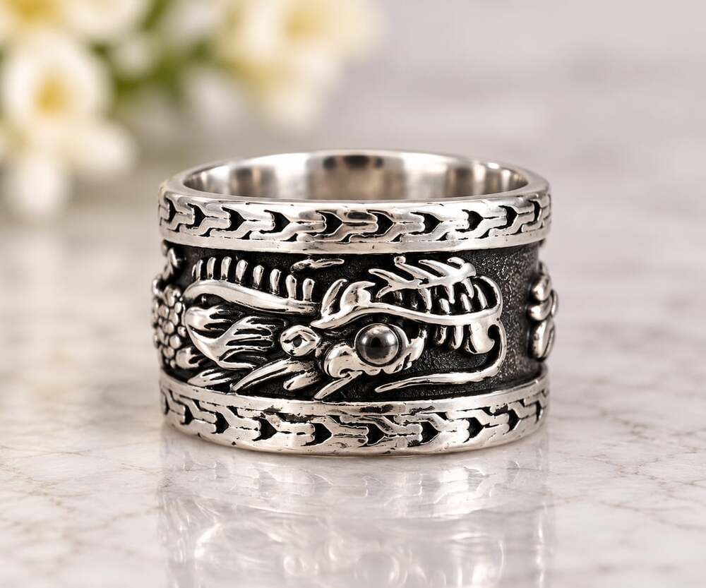 Retro Chinese Dragon Band Ring